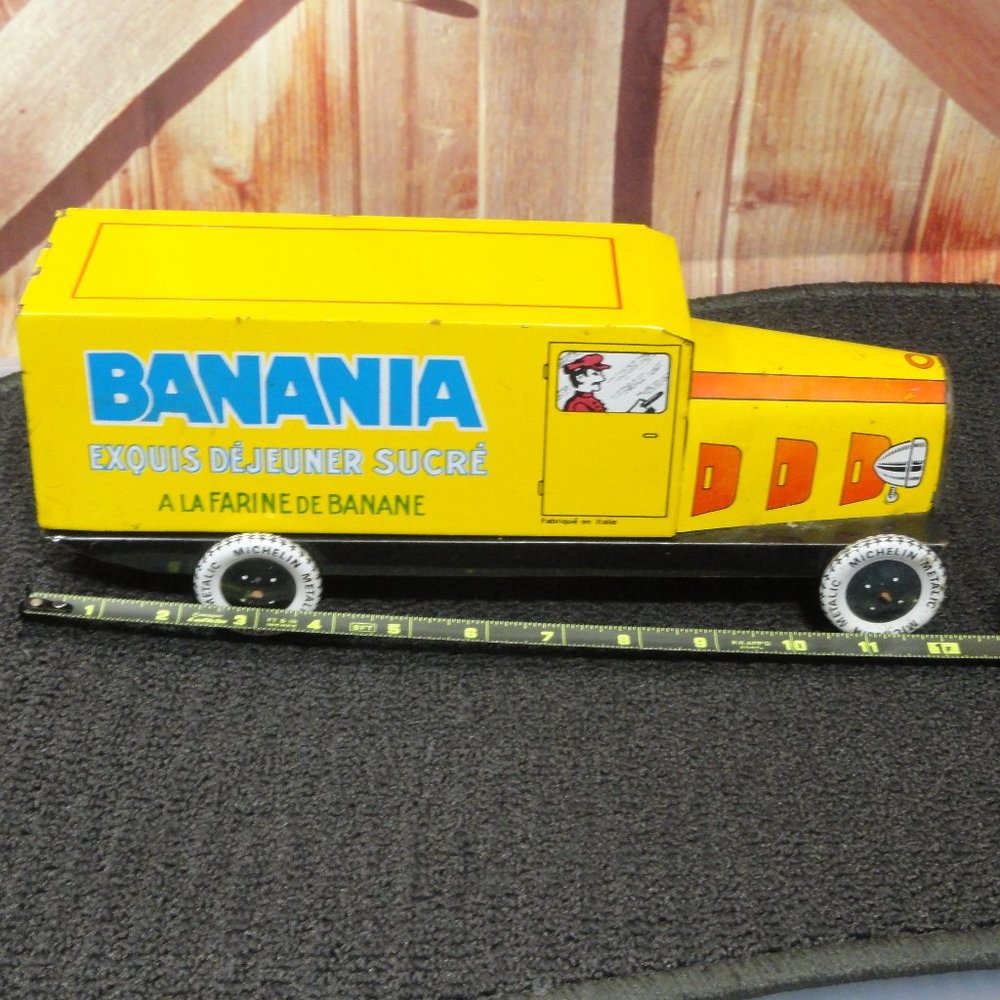 VTG Italy BANANIA Sugar and flour Tin made truck, Michelin Tires~SIRO FERRARI